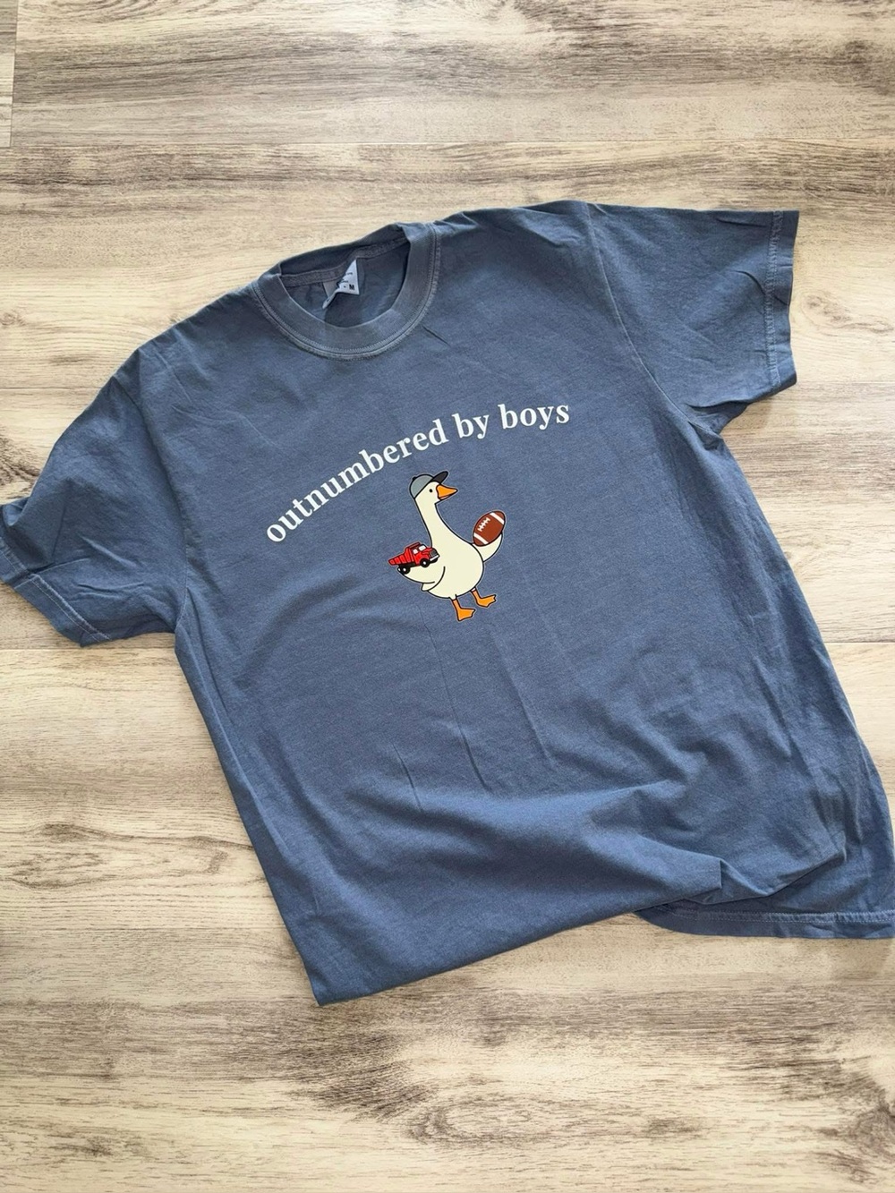 Outnumbered By Boys Goose Graphic Tee - Slate Blue